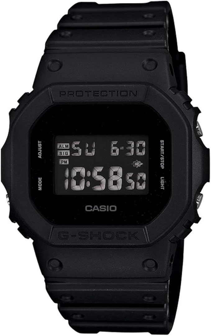 Men's Classic Digital Dial Watch – All-Black Shock-Resistant Resin Band