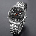 All-Black Steel Men's Sports Watch – LED Analog Digital Display with Date & Week