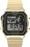 Men's World Time 40mm Digital Watch – Gold-Tone Steel Case & Bracelet